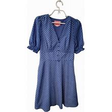 Kate Spade Dresses | Kate Spade New York Dress Womens Size 0 Tea Garden Cornflower Blue Polka Dot | Color: Blue | Size: 0