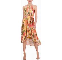 Vince Camuto Women's Floral-Print Halter Midi Dress - Yellow - Size 6