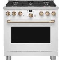 36 in. 5.75 Cu. Ft. Smart 6 Burner Dual Fuel Range With Convection In Matte White
