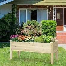 Fir Wood Raised Garden Bed - 19.8 - Create Your Garden Oasis With Our Sturdy Raised Bed!