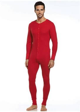 TALL MAN Version.Button Front Union Suit (Combinations) In Traditional Red Or White