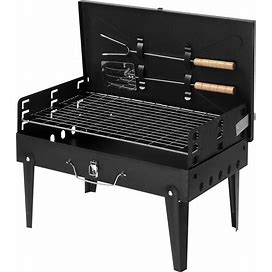 Portable Charcoal Grill In Black