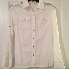 Tory Burch Tops | Like New Tory Burch White Button Down Shirt | Color: White | Size: 6