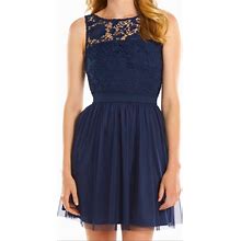 Lc Lauren Conrad Dresses | Lauren Conrad Nwt Navy Floral Embroidered Lace Flowy Dress Size Medium | Color: Blue | Size: M