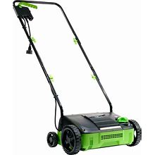 Earthwise 12-Amp 12-Inch Electric Corded Lawn Dethatcher - Green/Black