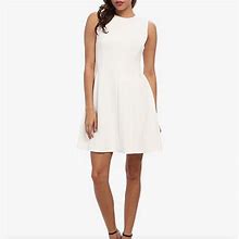 Monteau Dresses | Monteau La Dress Medium Fit Flare Pleated Nwt | Color: Cream/White | Size: M