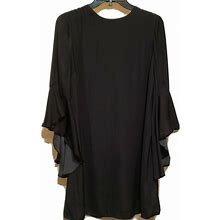 Who What Wear Dresses | Who What Wear Black Shift Dress Xs Bell Sleeves | Color: Black | Size: Xs