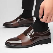 Casual Pu Solid Color Oxford Shoes, Men's Formal Business Party Office Shoes For Wedding,Brown,New Product,Temu