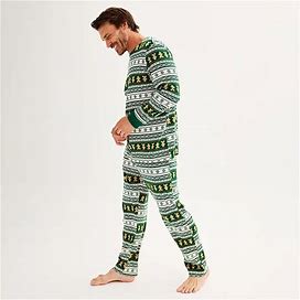 Men's LC Lauren Conrad Jammies For Your Families® Fairisle Top & Bottoms Pajama Set, Size: Large, Dark Green