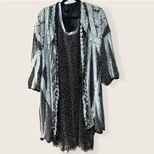 Vintage Heavily Beaded And Sequin Black And Silver Dress And Jacket NWT