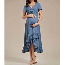 Ever-Pretty High Low Ruffles Maternity Dress
