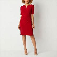 Black Label By Evan-Picone Short Sleeve Sheath Dress | Red | Womens 14 | Dresses Sheath Dresses