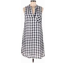 Cloth & Stone Casual Dress - Shirtdress Collared Sleeveless: Gray Checkered/Gingham Dresses - Women's Size Medium