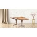 Oval Dining Table, 42" X 66"X 78"X 90", Double Pedestal Caramel, Biscotti