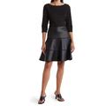 Women's Focus By Shani Faux-Leather Fit & Flare Dress, Size: 4, Black