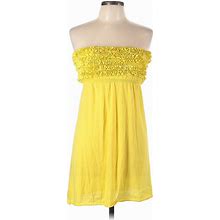 Venus Casual Dress - A-Line Open Neckline Sleeveless: Yellow Print Dresses - Women's Size Large
