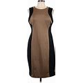 Calvin Klein Cocktail Dress - Sheath Mock Sleeveless: Brown Color Block Dresses - Women's Size 12