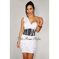 Hot Miami Styles Dresses | Tan One Shoulder Lace Corset Mini Dress | Color: Black/Tan | Size: S