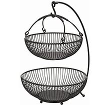 Gourmet Basics By Mikasa 5164241 Spindle Adjustable 2-Tier Basket With Banana Hook, Antique Black