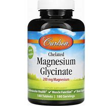 Carlson Labs Chelated Magnesium 180 Tablets Gluten-Free, Preservative-Free ,