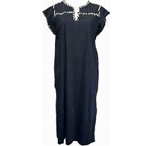 Marina Rinaldi Women's Nero Oleum Cap Sleeve Jersey Maxi Dress NWT