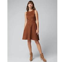 Women's Sleeveless Crest Detail Suede Fit-N-Flare Dress In Brown Size 00 | White House Black Market