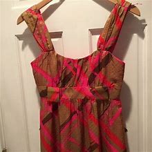 Nanette Lepore Empire Waist Multi Color 100%Silk Dress Sz 0