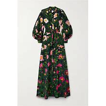 Oscar De La Renta Belted Floral-Print Stretch Cotton-Poplin Maxi Dress - Women Dresses - L