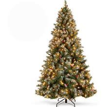 Best Choice Products 9ft Pre-Lit Pre-Decorated Pine Hinged Artificial Christmas Tree W/ 2,058 Flocked Frosted Tips, 111 Pine Cones, 111 Berries, 900