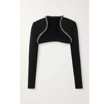 Safiyaa Trix Cropped Crystal-Embellished Stretch-Crepe Jacket - Women - Black Jackets - S