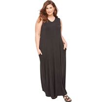 Plus Size Women's Morning To Midnight Maxi Dress (With Pockets) By Catherines In Black (Size 0X)