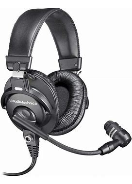 Audio-Technica BPHS1 Broadcast Stereo Headset With Dynamic Cardioid Boom Mic Black, Adjustable