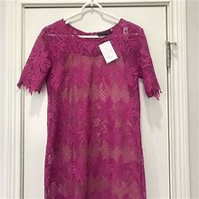 Dress Forum Lace Midi Dress | Color: Purple | Size: 2