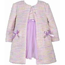 Baby & Toddler Girl Bonnie Jean Dress & Boucle Coat Set, Toddler Girl's, Size: 24 Months, Lt Purple