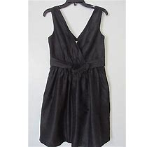 White House Black Market Black 100% Silk V-Neck Knee-Length Dress Sz:4