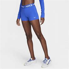 Nike Pro Women's 3" Shorts In Blue, Size: Large | CZ9857-407