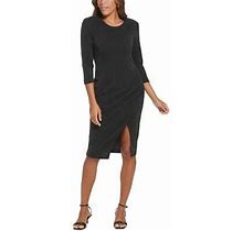 Calvin Klein Womens Faux-Wrap 3/4 Sleeve Midi Dress Bhfo 2358