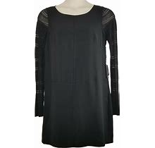 Adrianna Papell Dress Size 12 Black Shift Long Lace Sleeve Cocktail Formal Midi