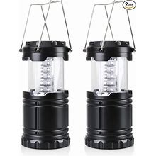 Tahoe Trails LED Camping Lantern Flashlights 2 Pack - Super Bright - 250 Lumen Portable Outdoor Lights (Black, Collapsible ,3 AA Batteries Included)
