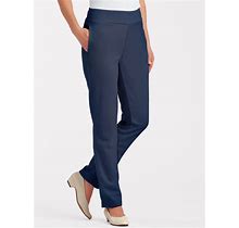 Blair Women's Double Knit Flat Waist Pants - Blue - M - Misses