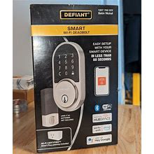Defiant Round Satin Nickel Smart Wi-Fi Deadbolt Powered By Hubspace