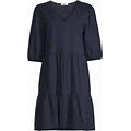 NIC+ZOE Women's Shirred Seam V-Neck Dress - Dark Indigo - Size XL