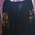 Kaktus Long Sleeve Dress With Stitch Detail In Floral Print Size 4X - Women | Color: Black | Size: 4XL