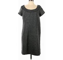 Ann Taylor LOFT Outlet Casual Dress - Shift Scoop Neck Short Sleeves: Gray Dresses - Women's Size 12