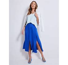 KATIES - Womens Skirts - Midi - Summer - Blue - A Line - Smart Casual Fashion - Oversized - - Split Front - Knee Length - Quality Work Clothes 18