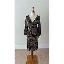 Ann Taylor Dresses | Ann Taylor Wrap Dress Brown And White Bamboo Print | Color: Brown/White | Size: 0