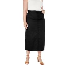 Plus Size Women's True Fit Stretch Denim Midi Skirt By Jessica London In Black (Size 12 W)