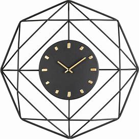 24.02"D Modern Metal Black And Golden Wall Clock, Black/Metal, Wall Clocks, By Glitzhome,LLC