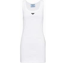 Prada Ribbed Knit Jersey Dress, Women, White, Size 44