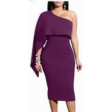 Gobles Dresses | Women's One Shoulder Bodycon Dress | Color: Purple | Size: L